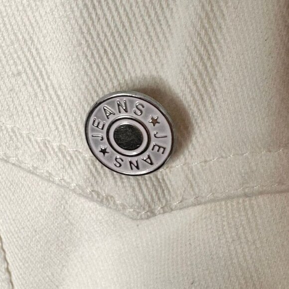 Boho Fringe Off White Western Jean Jacket Womens M Festival Hippie 70s Cowgirl - Picture 6 of 12